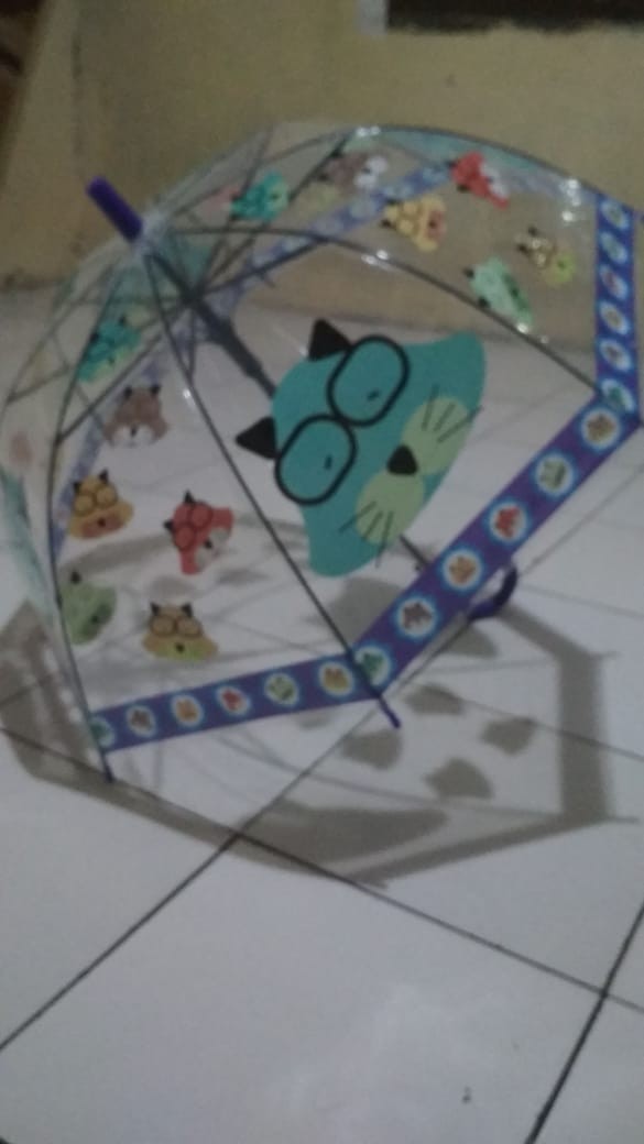 Tabasa Payung Tongkat Anak Transparan Mangkok Snowman