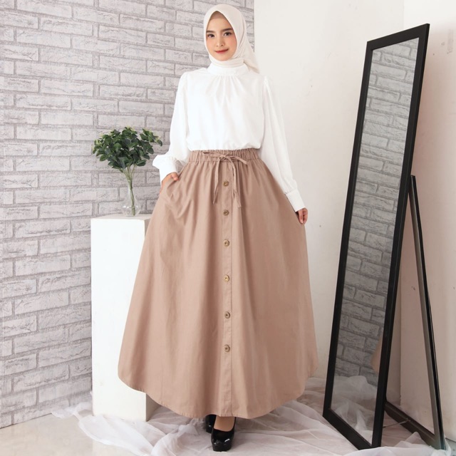  ROK  PAYUNG  KANCING POLOS KATUN BANGKOK WANITA L XXL PREMIUM QUALITY Shopee Indonesia