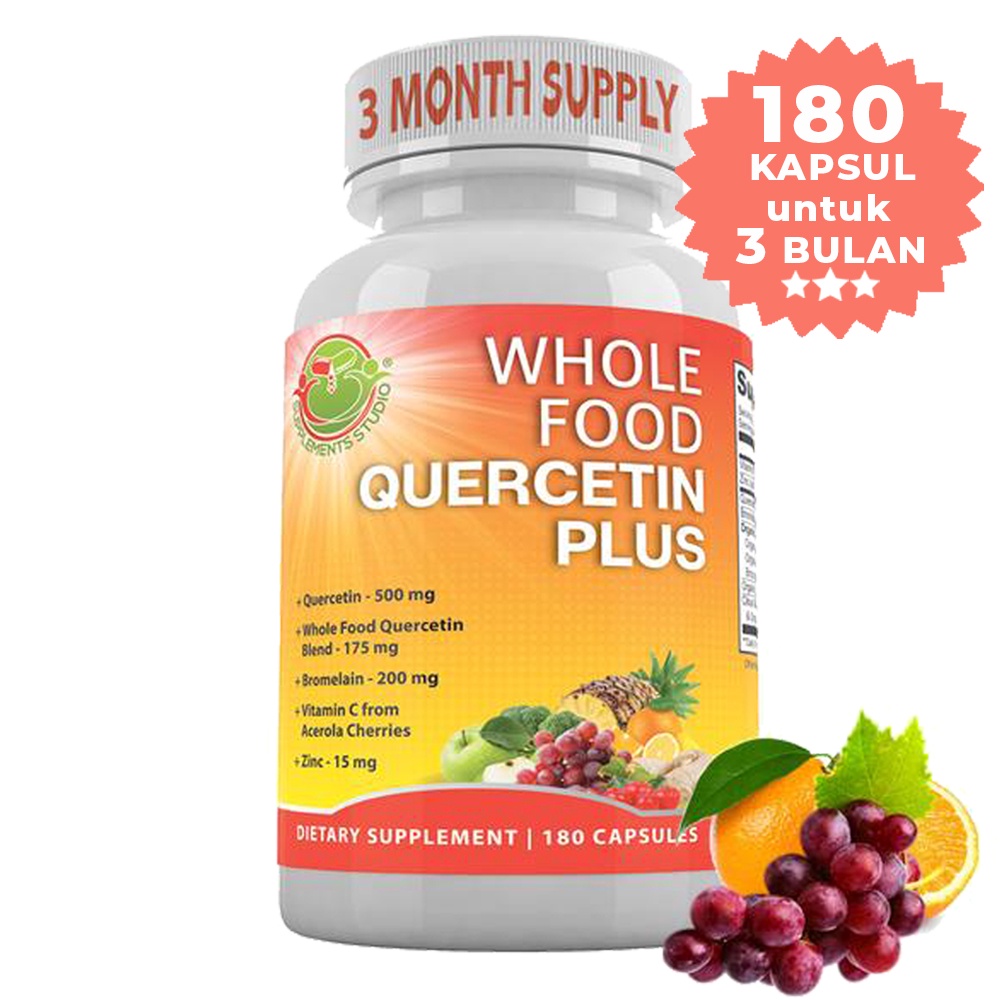 Quercetin &amp; Bromelain + ZINC + VITAMIN C + Whole Foods ORGANIC 180 Capsules Supplements Studio USA