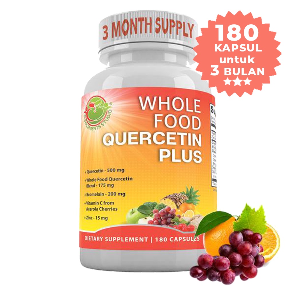 Quercetin &amp; Bromelain + Whole Foods ORGANIC 180 Capsules Supplements Studio USA