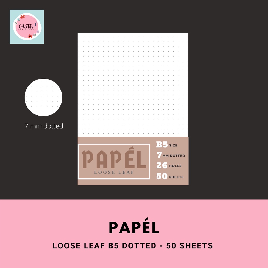 

Papel Tanpa Lubang Loose Leaf Polos, Dot, Grid, Ruled B5 50 lembar