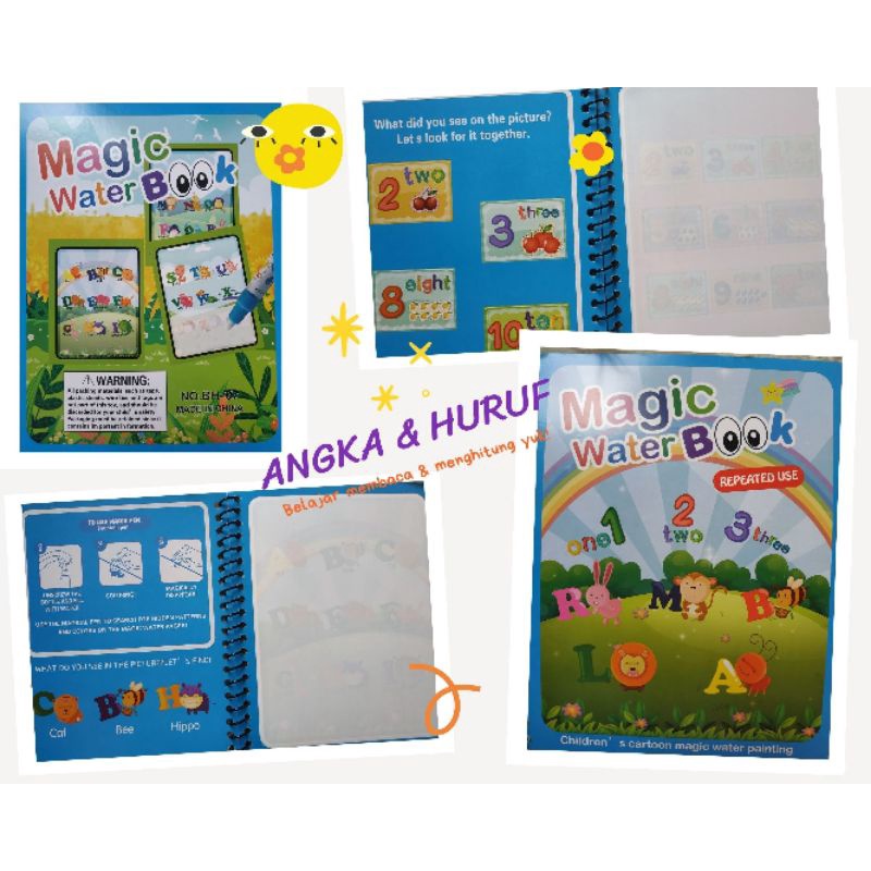 [TERMURAH] Buku Mewarnai digunakan Berulang termurah anti berantakan mengalihakan dari gadget magic water book-Alfabet & Number