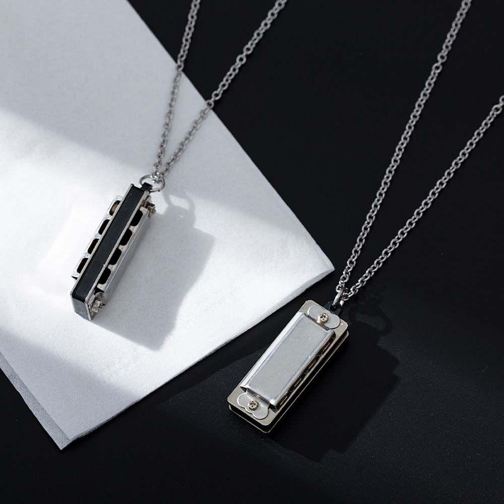 Mxbeauty Mini Harmonika Kalung Kepribadian Retro Klavikula Rantai Peluit Paduan Pasangan Kalung Gaya Korea Kalung