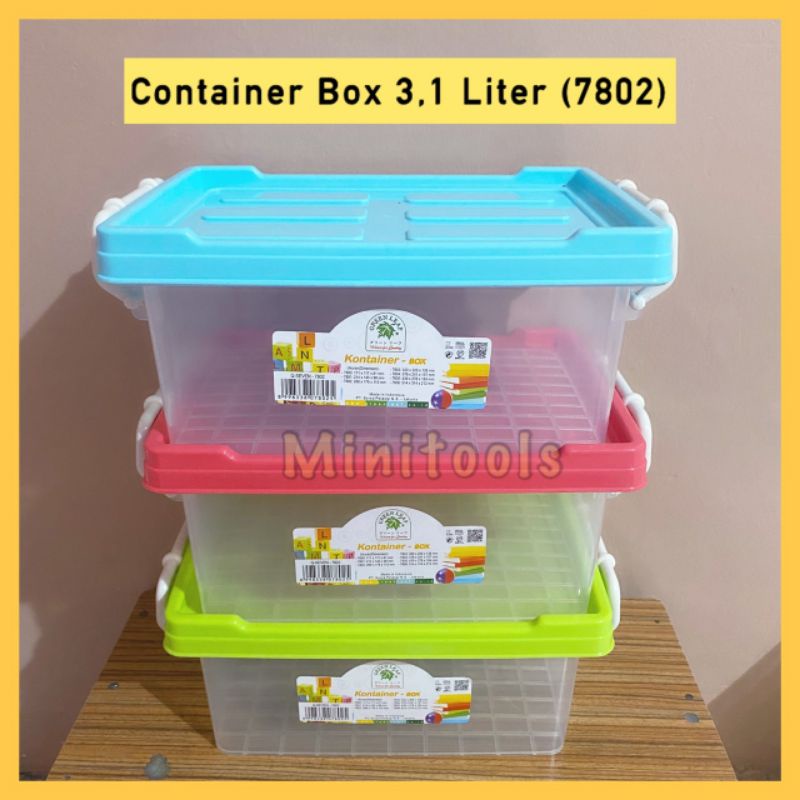 Container Box 3,1 Liter / Kotak Penyimpanan Serbaguna Masker Obat / Green Leaf 7802