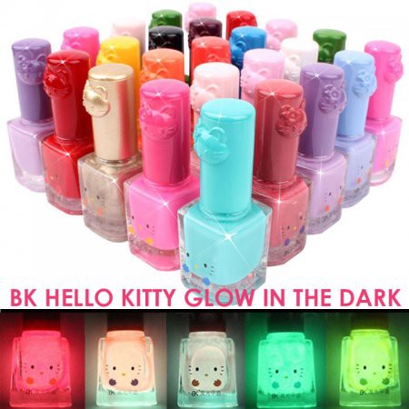 PART 1 HELLO KITTY NAIL POLISH KUTEK ANAK GLOW  IN THE DARK  