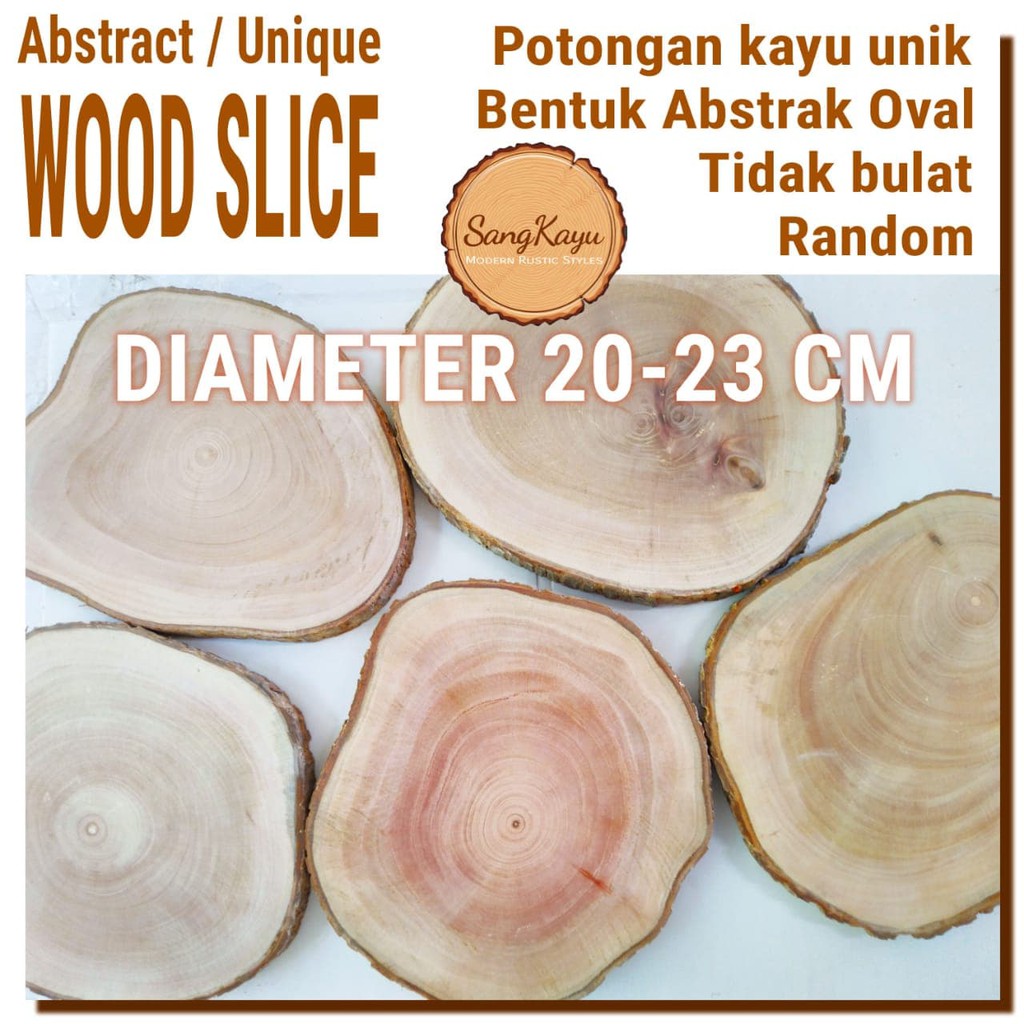 Abstract Wood Slice 20-23cm Potongan kayu unik abstrak talenan nampan