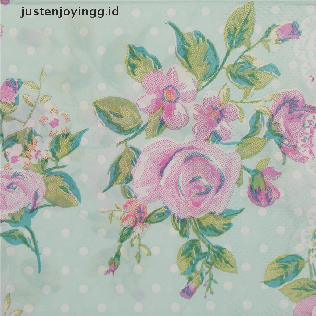 // justenjoyingg.id // design color printing paper napkins rose festive party tissue floral decoration 20pcs ~