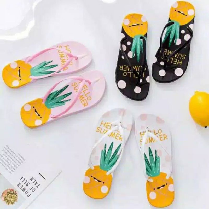 sandal wanita nanas hello summer