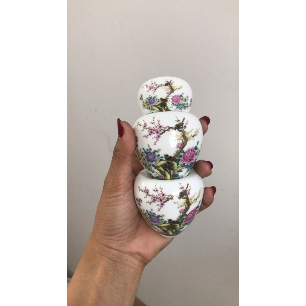 CEPUK CUNGKOK KERAMIK TEMPAT MAKANAN BURUNG SET 3