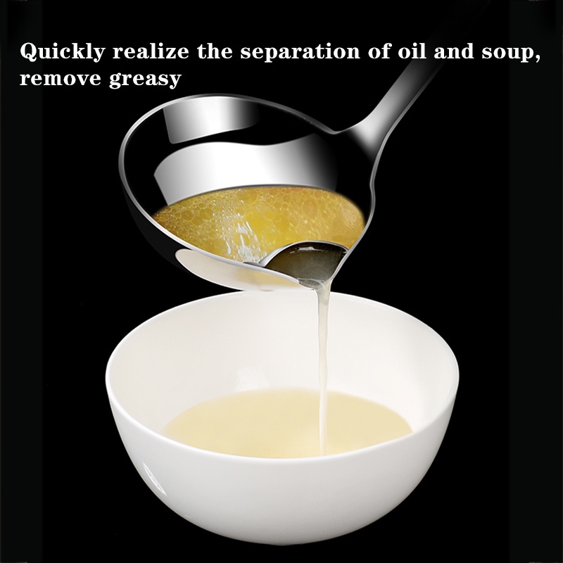 Sendok Pemisah Lemak Minyak Soup Stainless Centong Pisah Minyak Penyaring Air dan Minyak Sup Soup Oil Separation Spoon