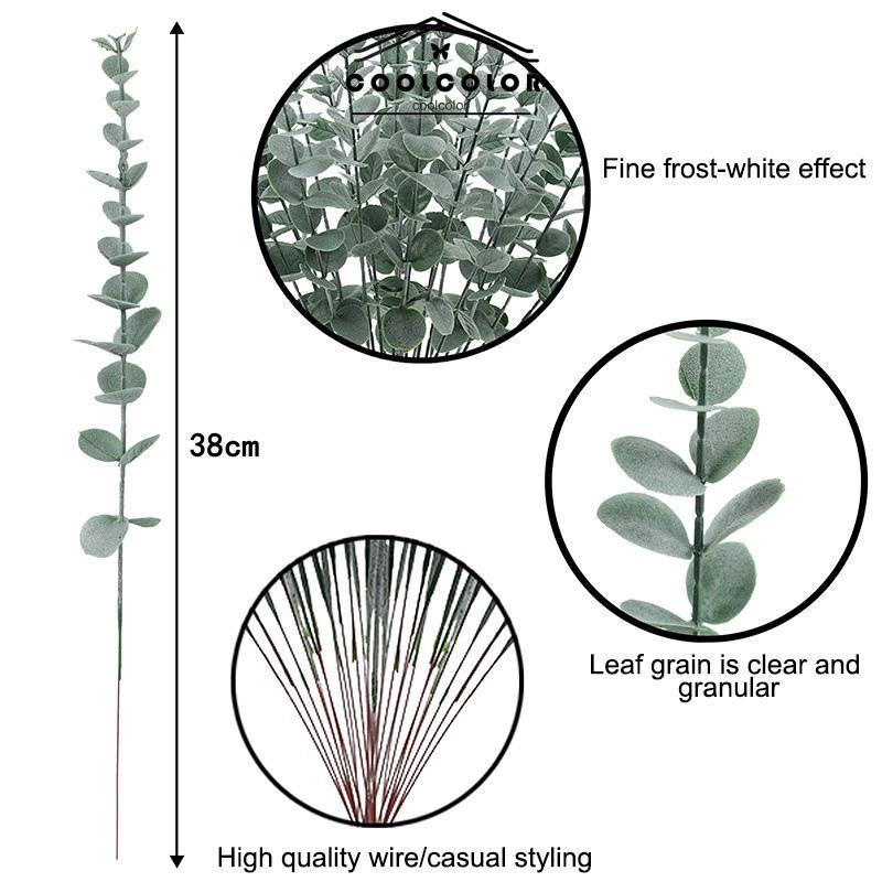 COD  38cm Cabang Tunggal Eucalyptus Simulasi Tanaman Hijau Dekorasi Rumah Kantor- cl