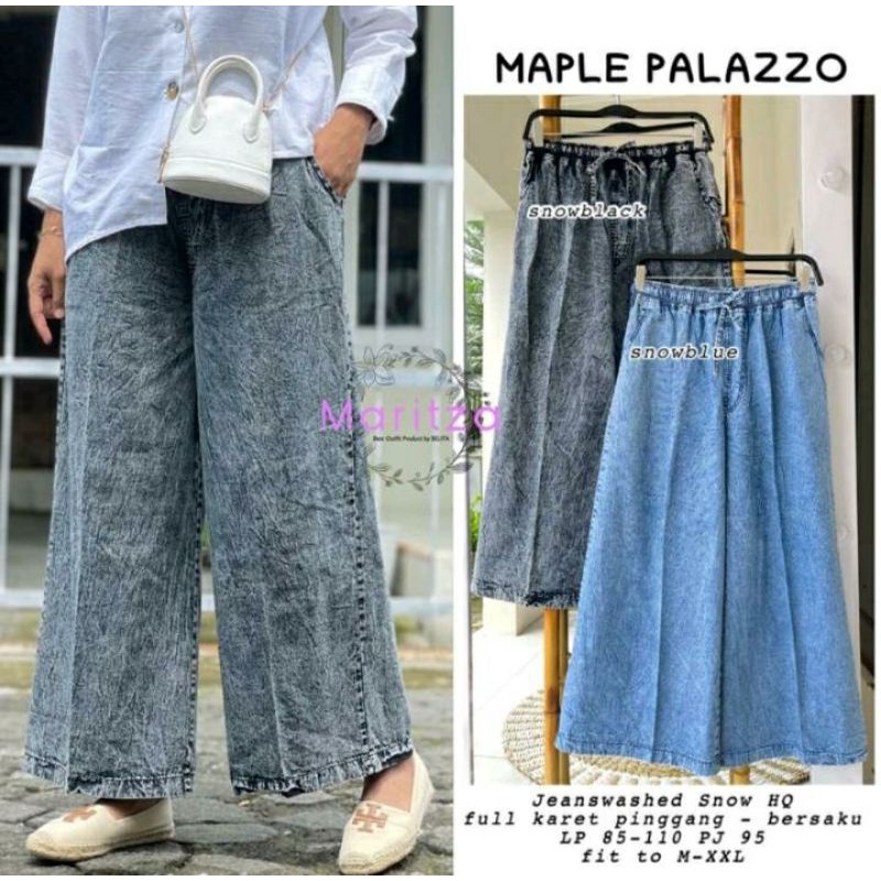 celana jeans kulot wanita jumbo XXL maple palazzo pants