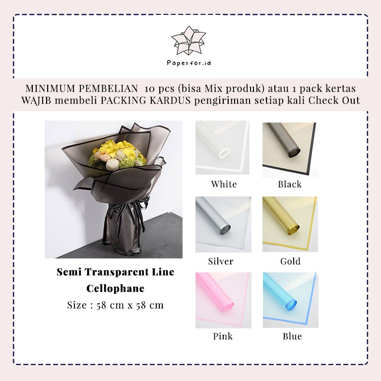 Kertas Buket Bunga Cellophane Bucket Wrapping Paper Florist Semi Trans Grosir