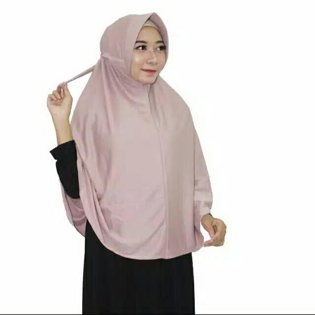 Jilbab Bergo Wanita Model Serut Bahan Kaos UKuran S M L XL Jumbo Superjumbo