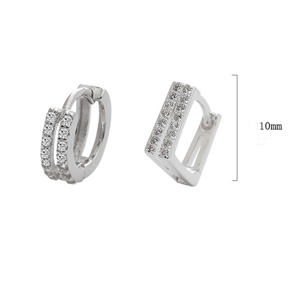 NEEDWAY Needway Anting Hoop Fashion Perhiasan Temperamen Wanita Geometris Berlian Imitasi Tembaga Square