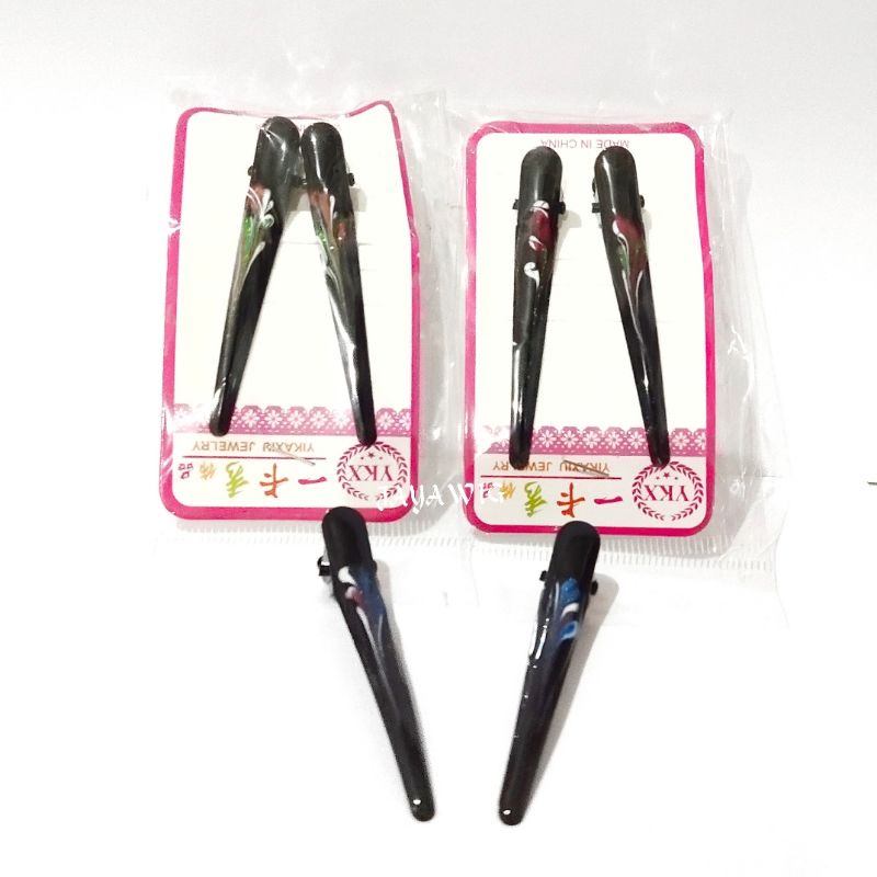 Jepit Bebek Hitam Bergerigi Jepit Salon Isi 2Pcs