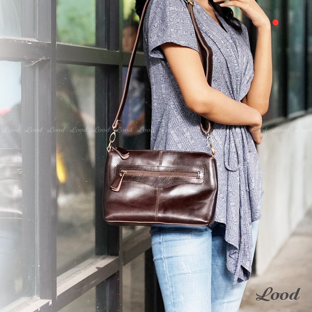 TAS KULIT WANITA SELEMPANG  CAMELIA SLING BAG
