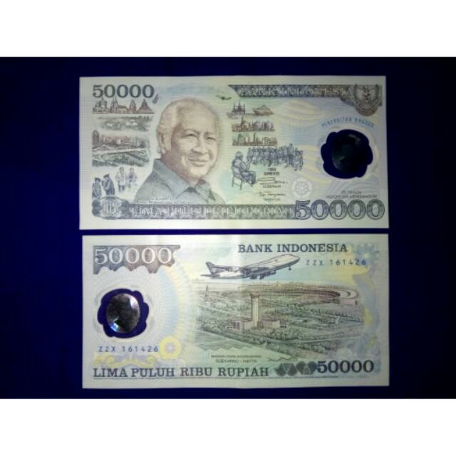 Uang kuno 50000 suharto polimer