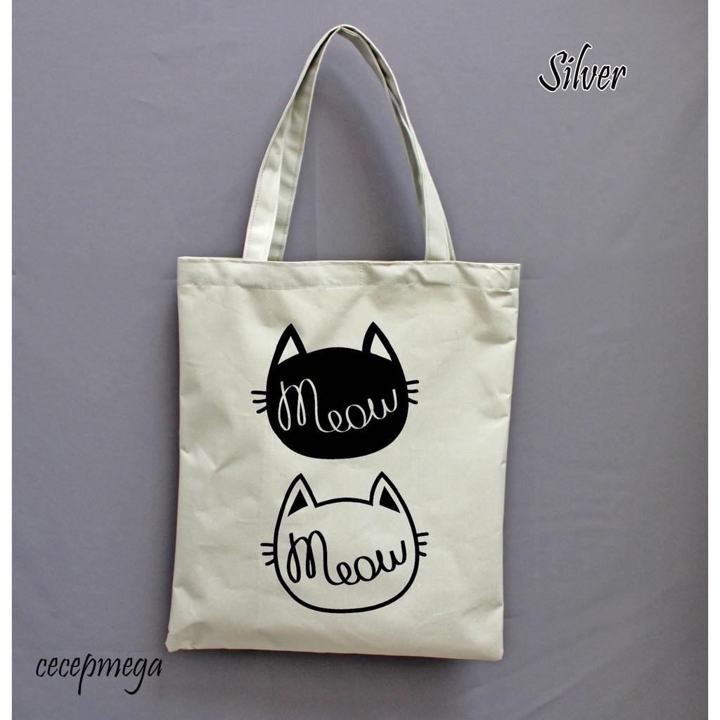 Dijual totebag meow desain MW002 Berkualitas