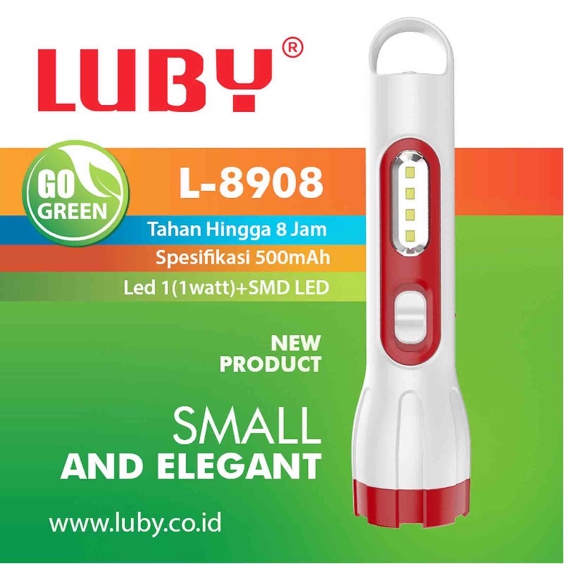 Senter Tangan 1 watt Cahaya Putih L-8908 Luby