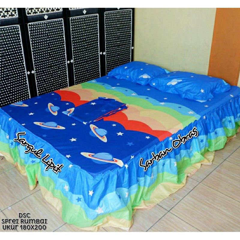 Sprei Rumbai Homemade Karakter Planet size 180*200 ataya sprei