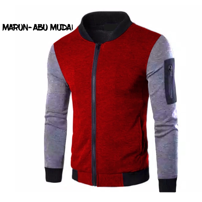 JAKET JUMBO PRIA BOMBER FLEECE KOMBINASI DEWASA MURAH