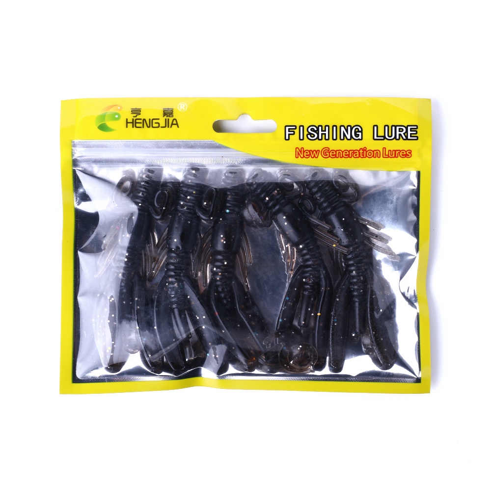 Hengjia 5pcs / Kantong Umpan Pancing Bentuk Udang Bahan Karet Plastik Lembut 12g 9cm Insect soft lures