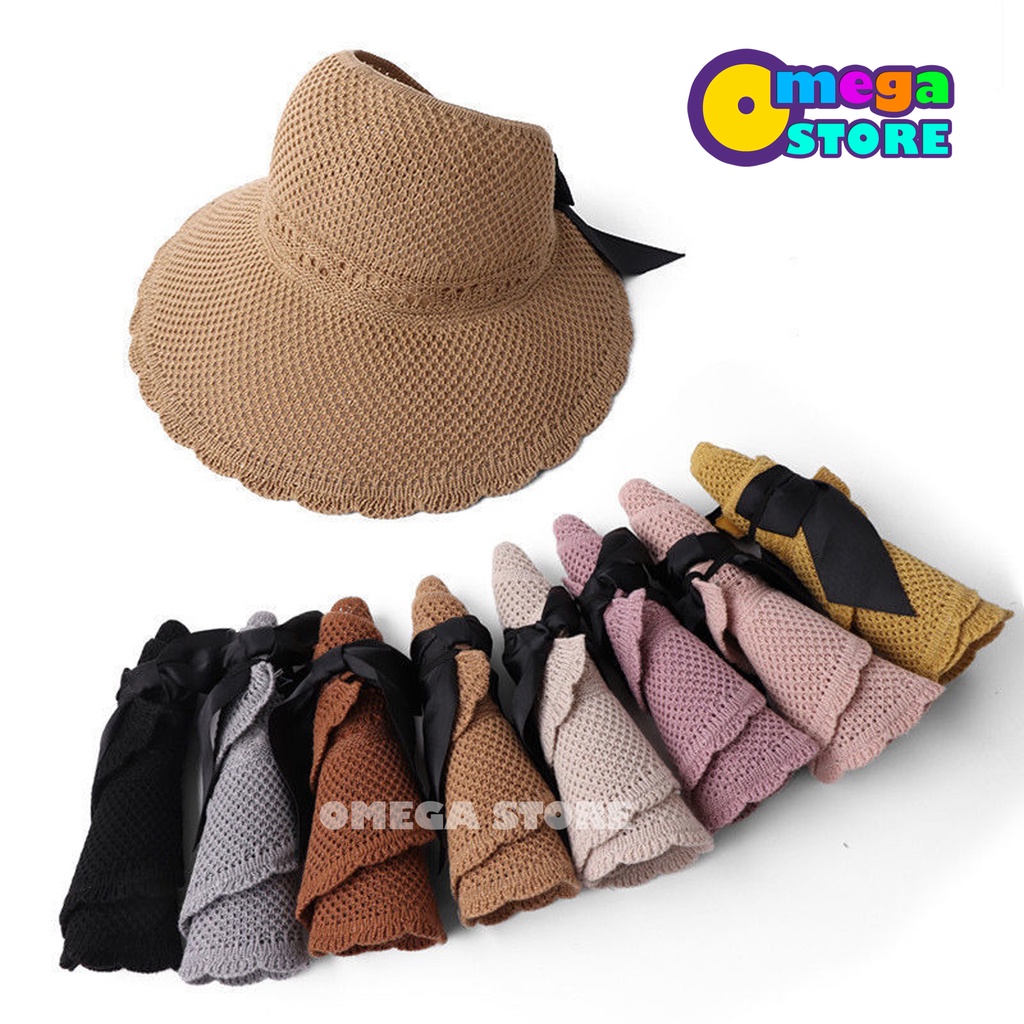 [O&amp;S] Topi Pantai Wanita Topi Rajut Topi UV Matahari Korea Fashion Sun Visor Hat-OS229