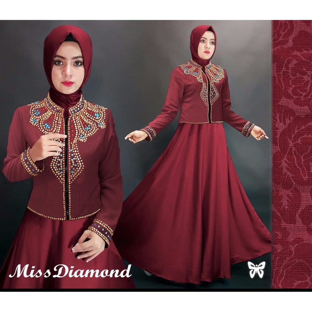 set diamond 2in1/ Setelan Wanita Muslim Baletoli Emboss/Baju Kondangan Cewek Motif