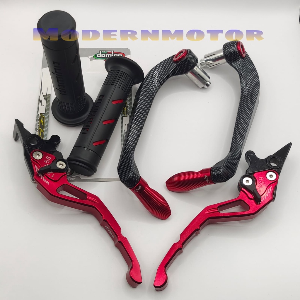 [HEMAT 3in1] Proguard Carbon Sabit + Handgrip Domino + Jalu as + Handle Variasi CNC Nmax PCX Aerox Vixion Beat Mio Vario Tiger Mx Lexi Vario150 CBR R15 v3 Fu Mio j Rx king ADV Freego