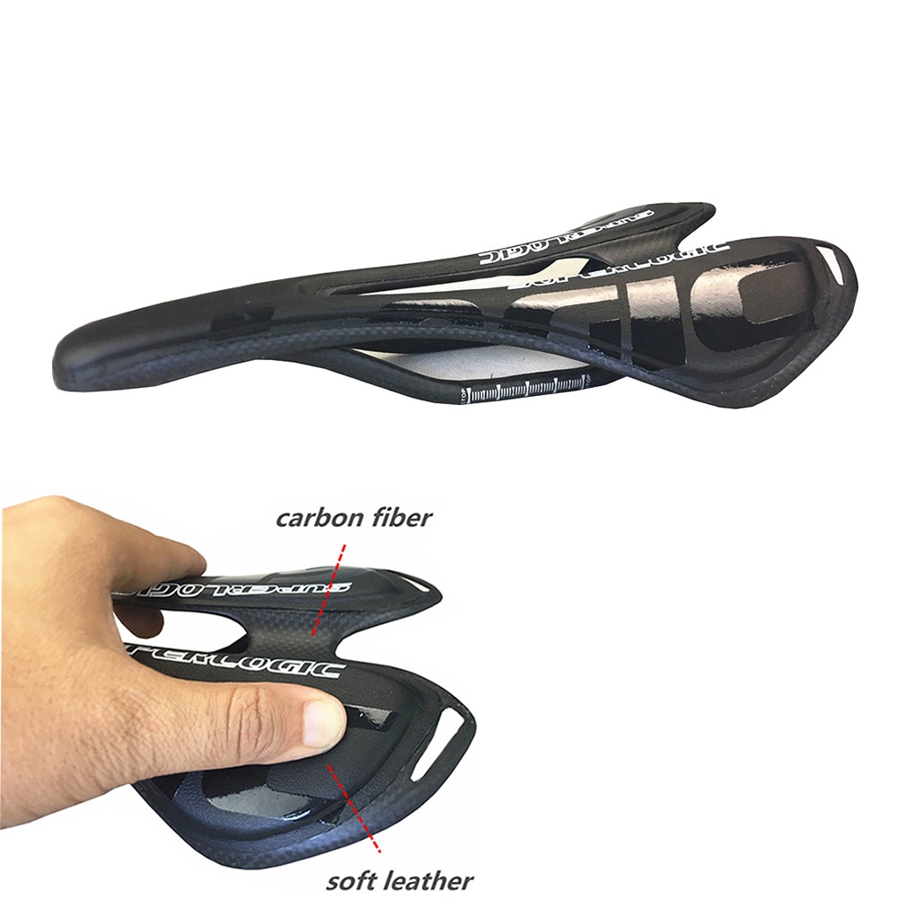 Carbon fibre bicycle saddle mountain road bike saddle super light Leather cushion full Carbon saddle