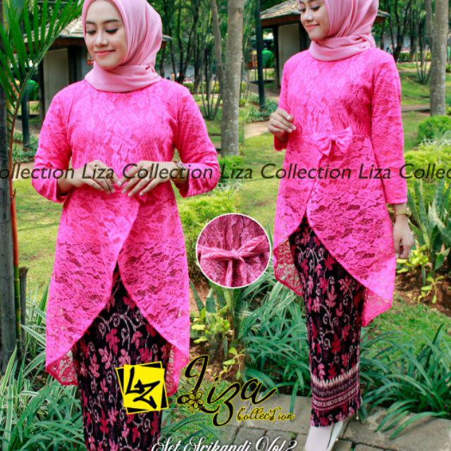 TERLARIS - SET KEBAYA SRIKANDI BRUKAT MODERN / KEBAYA TUNIK KURUNG KEKINIAN / KEBAYA NIKAH KONDANGAN / SALEM MOCCA NAVY SILVER-Set fusia