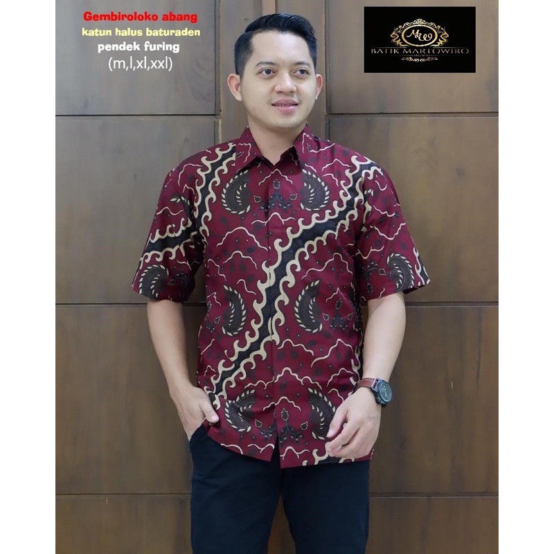 BATIK PREMIUM GEMBIROLOKO ABANG PENDEK FULL FURING KATUN BATURADEN SIZE M-XXL
