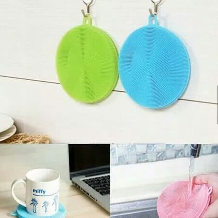 [RA] SPON SILIKON CUCI PIRING SILICON BULAT SIKAT ANTI KUMAN SPONGE