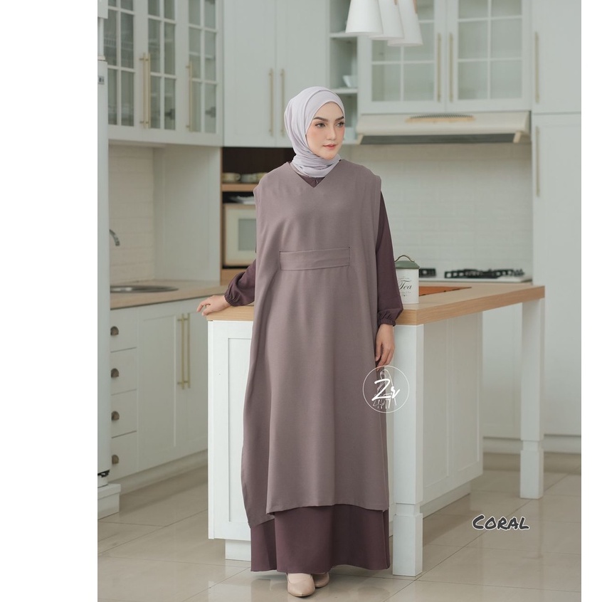 dress Liya klarissa viona ori zr gamis lebaran itycrepe polos plus outhe rempel bahu modis trend selebgram busana muslim wanita terkini