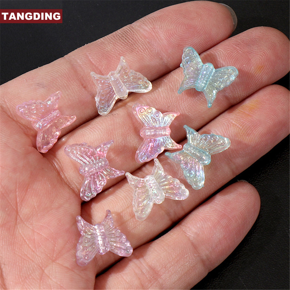 【COD Tangding】BUTTERFLY 20pcs Kupu-Kupu Bahan Akrilik Warna-Warni Transparan Untuk Kalung Dan Gelang