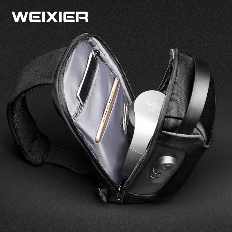 WEIXIER 9530 Tas Selempang Pria Shoulder Bag USB Port Anti Maling WK-SBY