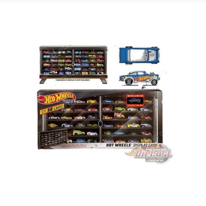 Diecast Hot Wheels Rak Premium Display Case Free 55 Chevy Bel Air Gasser Mobil Mainan Penyimpanan HW