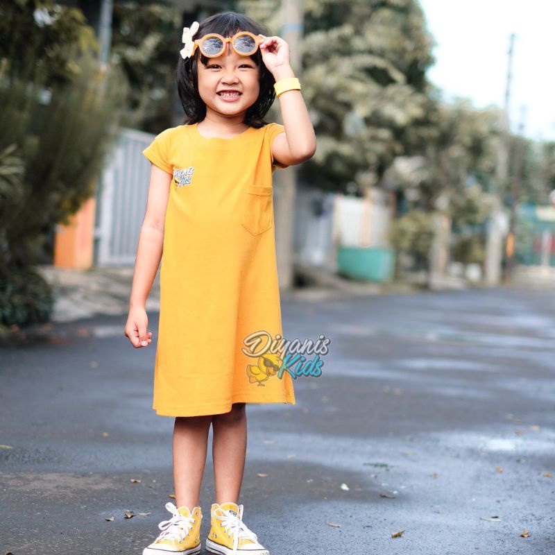 [SHANUM TANPA LENGAN] dress kaos tunik baju anak perempuan polos murah premium usia 2-7 tahun by diyanis kids