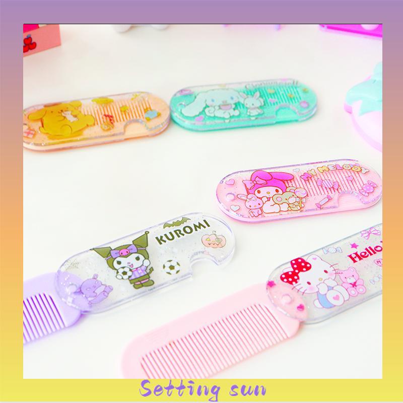 Sisir Kecil Plastik  Kartun Lucu Lipat Portabel Sisir Poni  Kuromi Melody Cinnamoroll Kitty TN