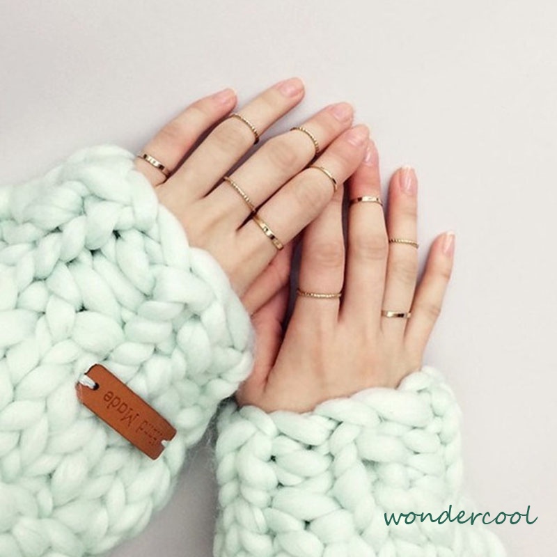 10pcs / Set Cincin Minimalis Gaya Korea Untuk Wanita-Won