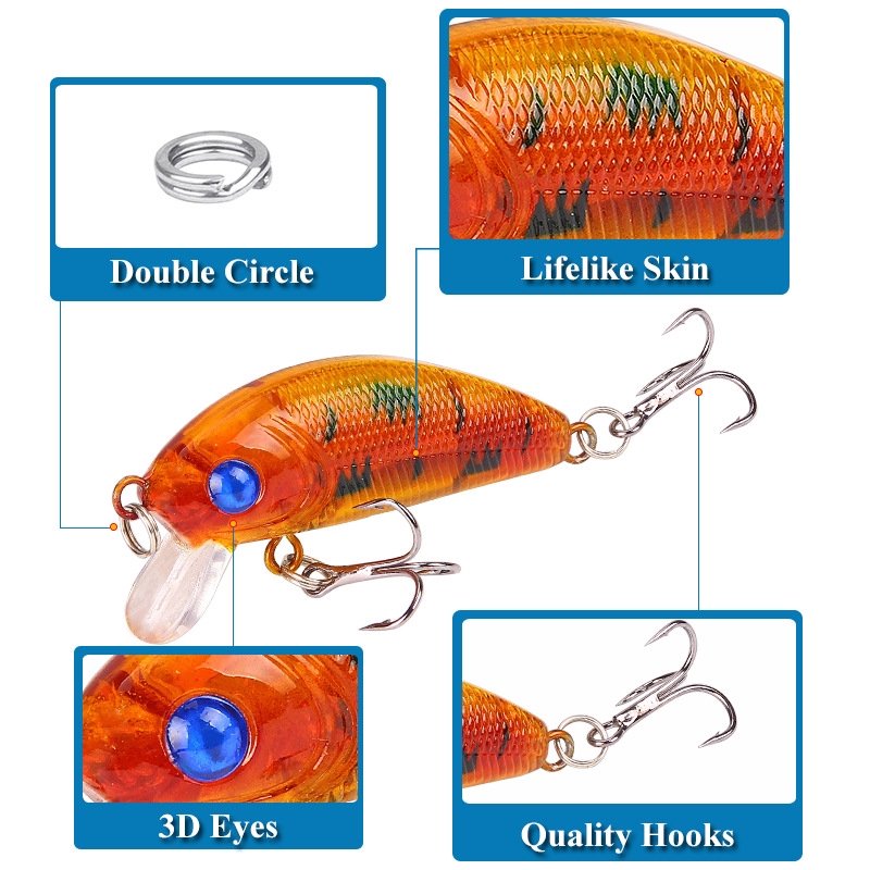 relix nusantara Kail Pancing Minnow Lure 4.2g/5cm Plastic Bait Umpan Mancing Umpan Ikan Top Water Lure Umpan Pancing Buatan Alat Pancing Murah Umpan Pancing Alat Pancing