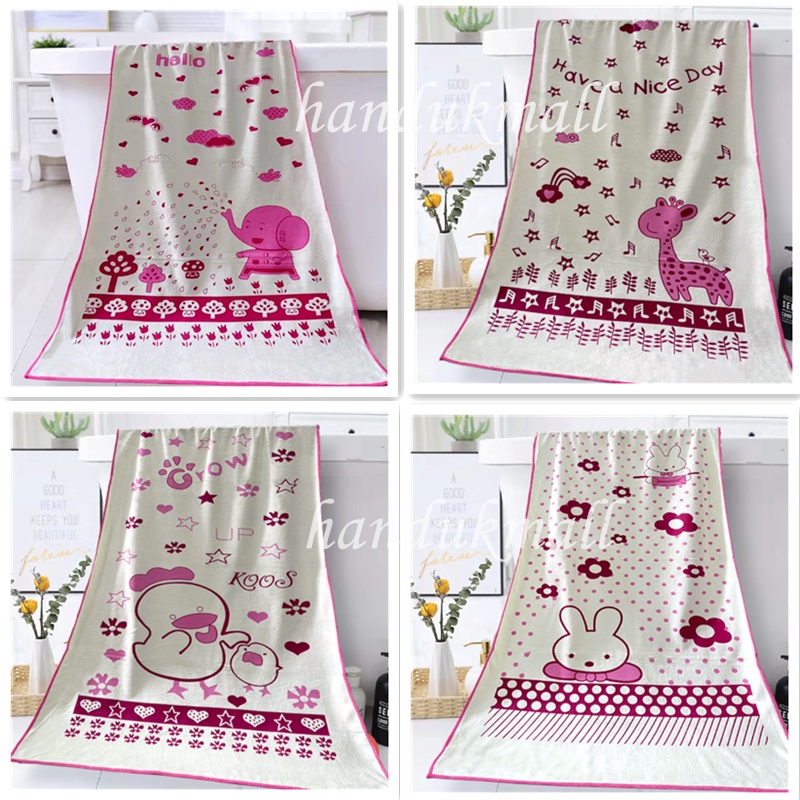 Handukmall Handuk Bayi 50x100cm / 60X120cm Handuk Anak Bayi Microfiber Handuk Mandi Bayi baby putih