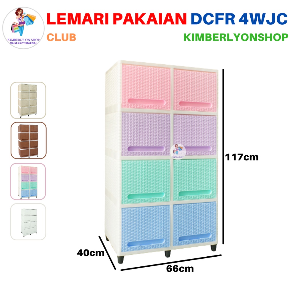 Lemari Pakaian Plastik Laci Clip Flip Double Susun 4 DCFR 4 Club