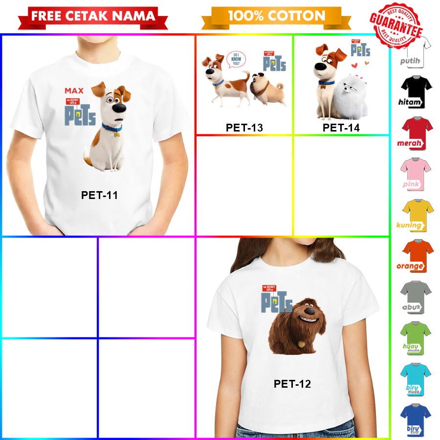 [FREE NAMA!!] Baju Kaos COUPLE  ANAK DAN DEWASA PETS BANYAK MOTIF