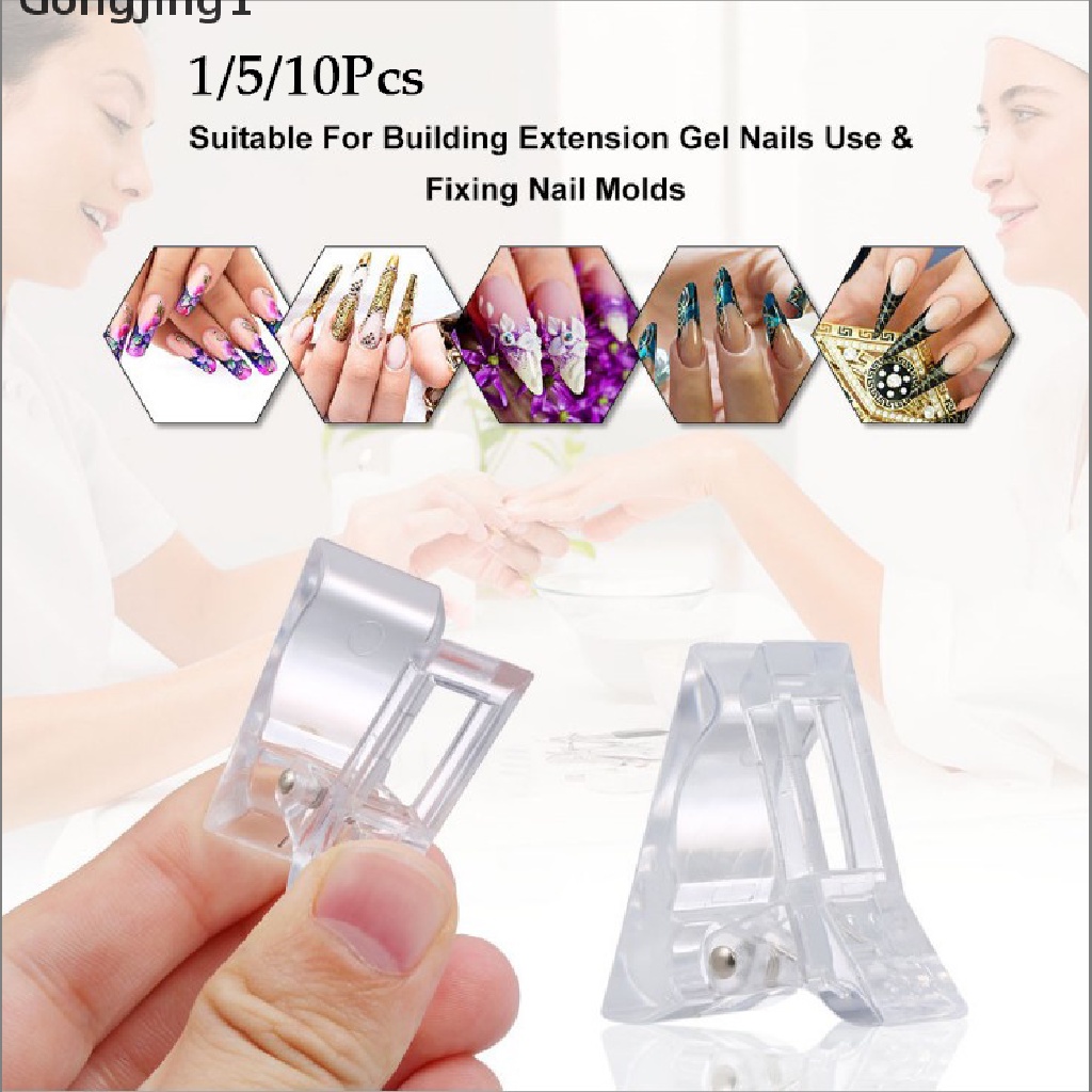 Gongjing1 Klip Penjepit Kuku Transparan Untuk Nail Art