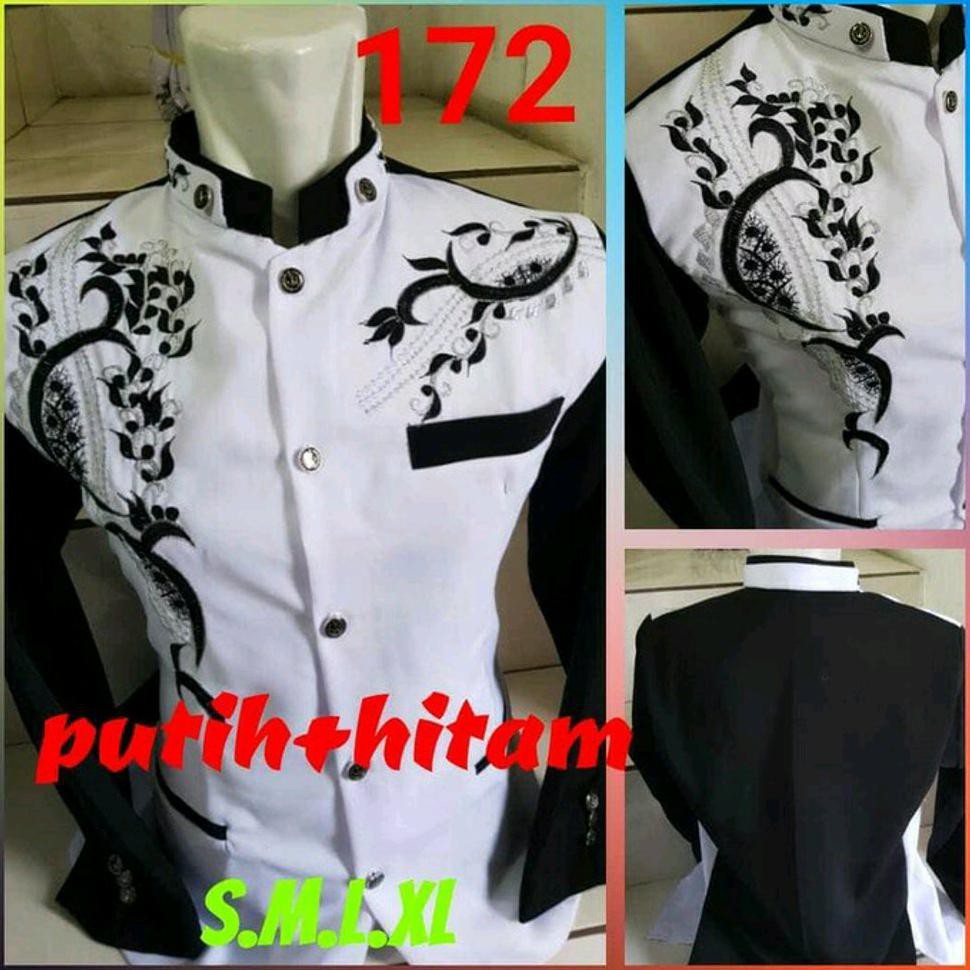 Hot Sale Baju Koko Remaja Jasko Jas Koko Bordir Kombinasi Hitam Putih