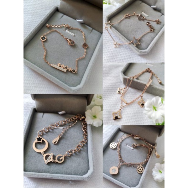 Gelang Tangan Warna Rose Gold Wanita