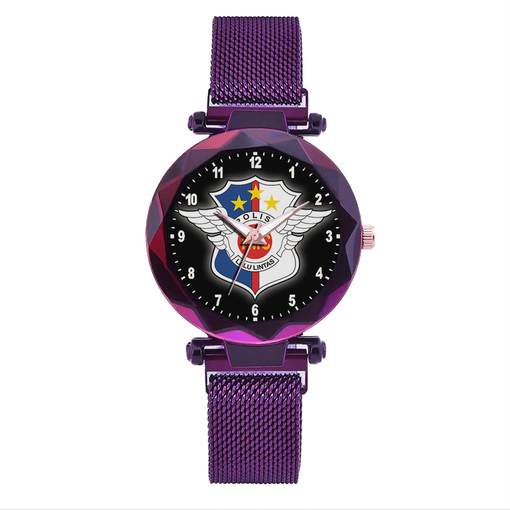 Jam Tangan Wanita Custom - POLISI LALU LINTAS MOTIF 3 Free Box &amp; Batre Cadangan