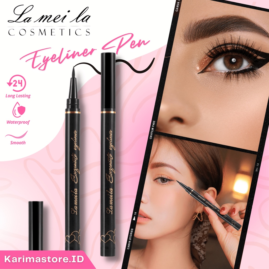 [Original] Eyeliner Lameila Hitam Cair Tahan Lama Waterproof Pen anti air/Eyeliner Pen/Lameila Eyeliner/Celak Mata